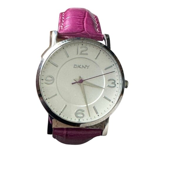 DKNY NY.8072 Stainless Steel Quartz Analog Women's Watch croc leather band NEW - Picture 3 of 11